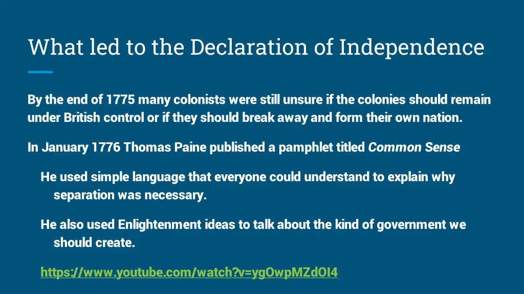 what led to the declaration of independence 3