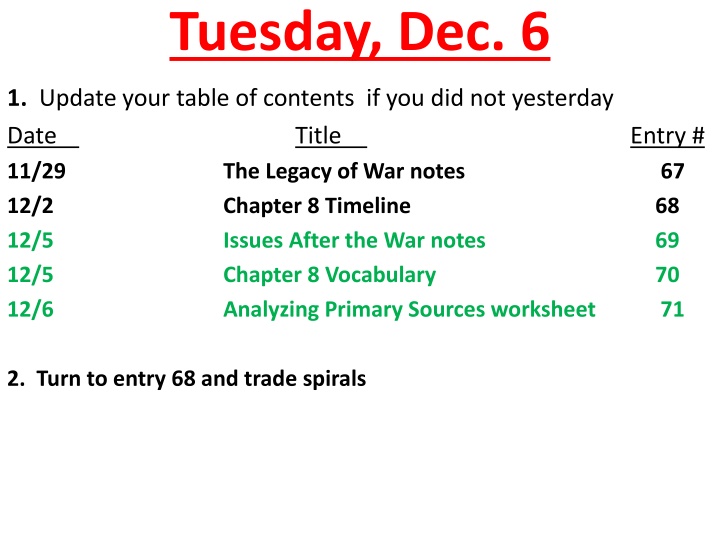 tuesday dec 6