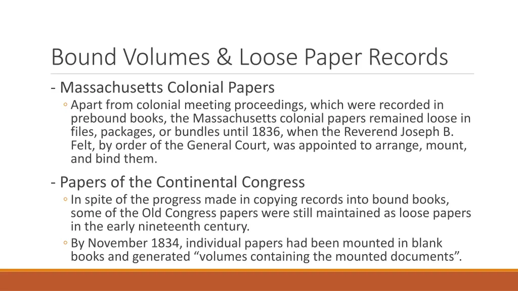 bound volumes loose paper records massachusetts