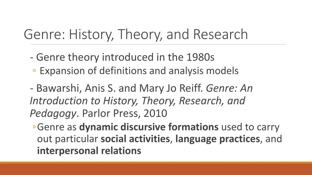 genre history theory and research