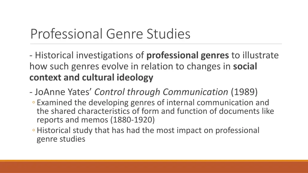 professional genre studies