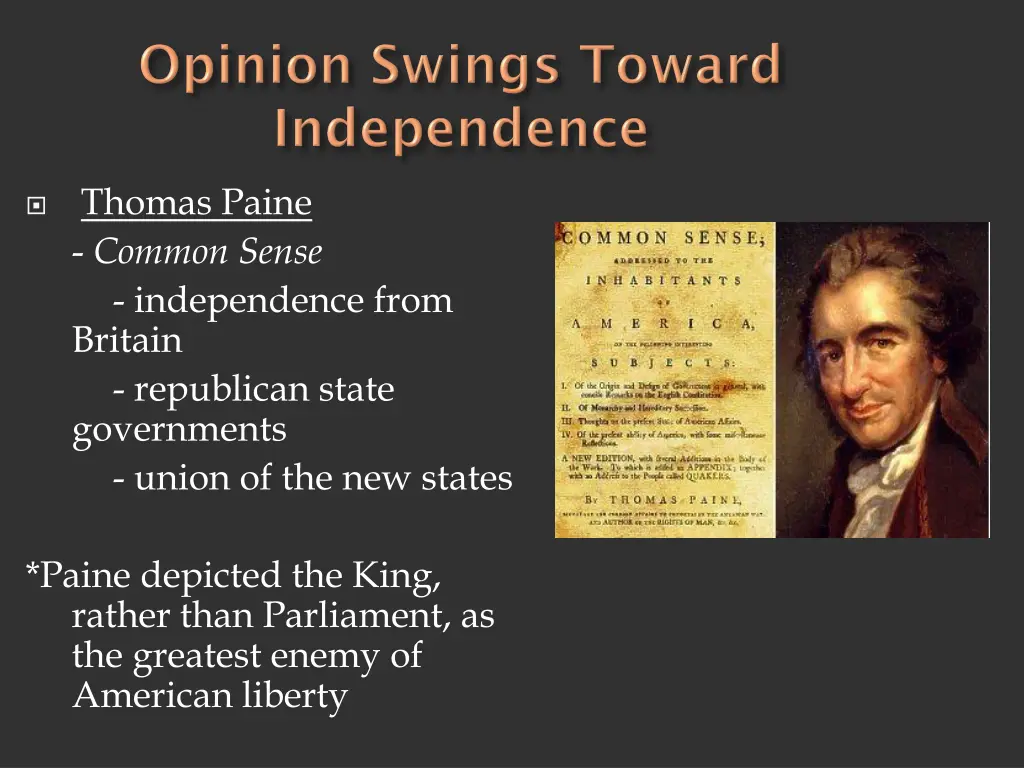 thomas paine common sense independence from