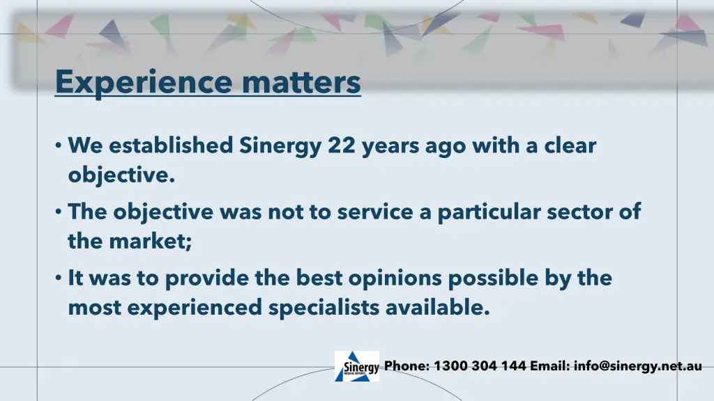 experience matters