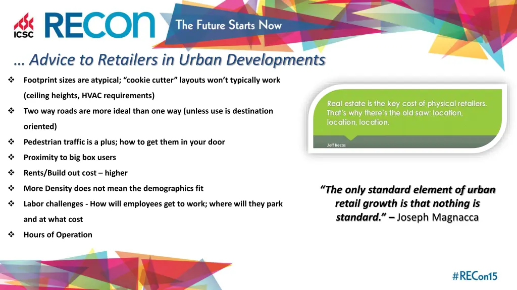 advice to retailers in urban developments