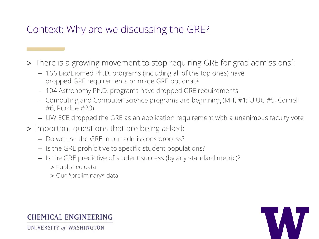 context why are we discussing the gre