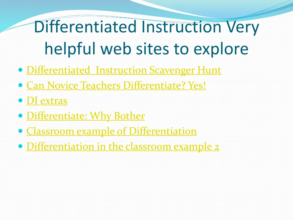 differentiated instruction very helpful web sites