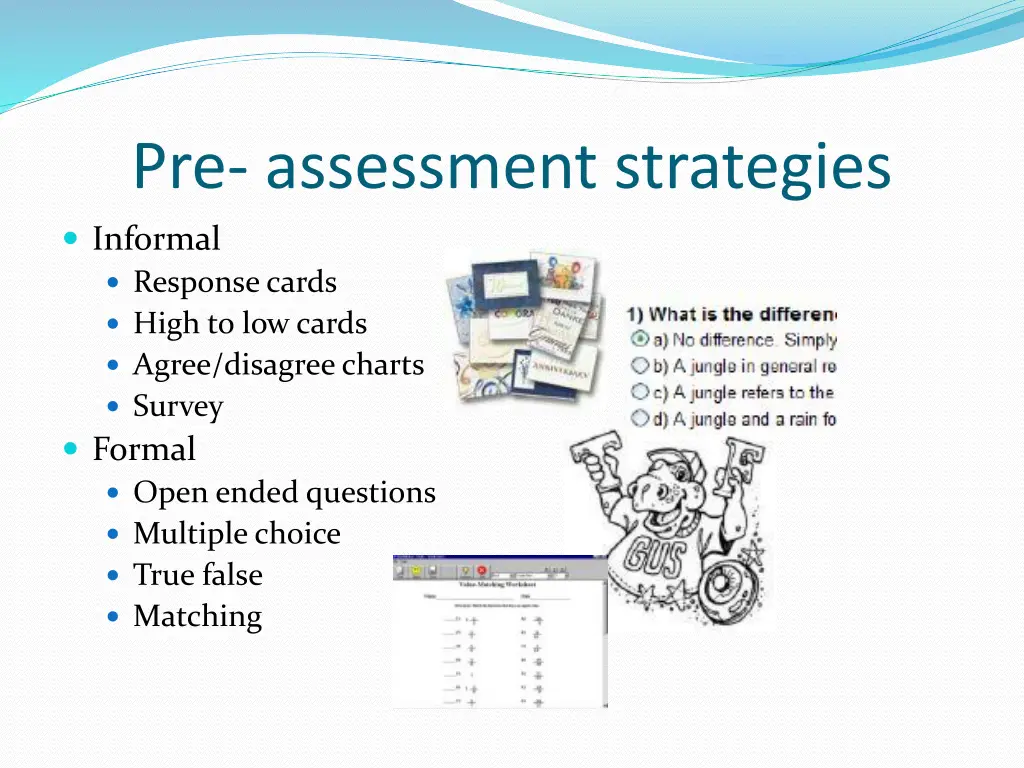 pre assessment strategies