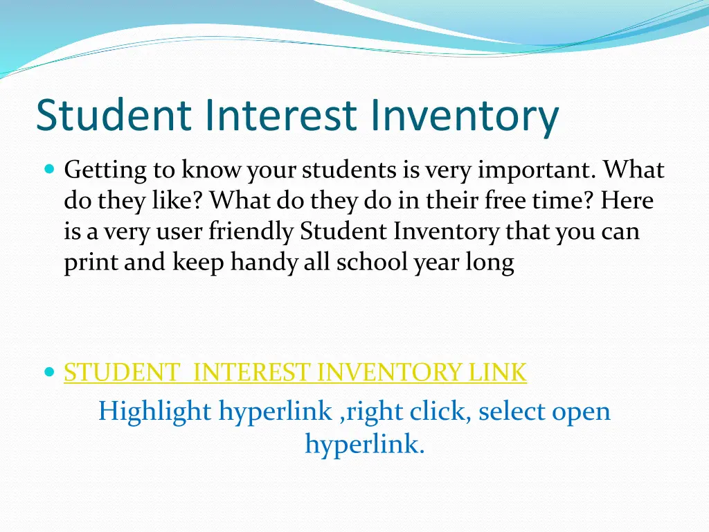 student interest inventory