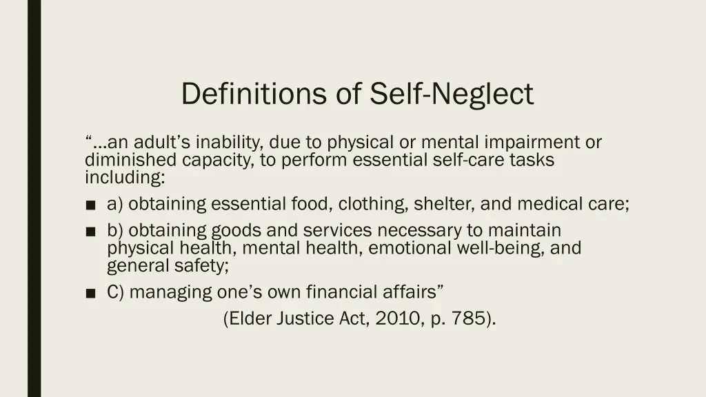 definitions of self neglect