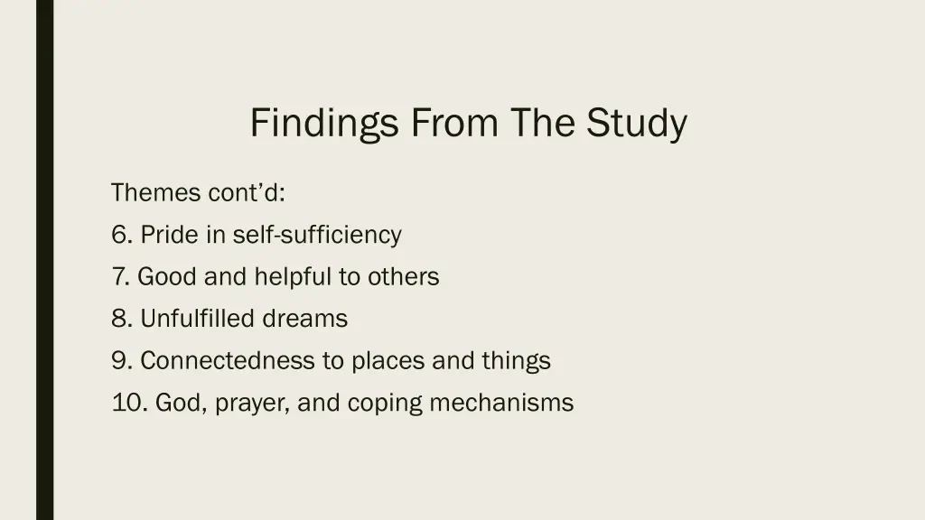 findings from the study 1