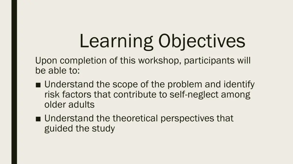 learning objectives upon completion of this