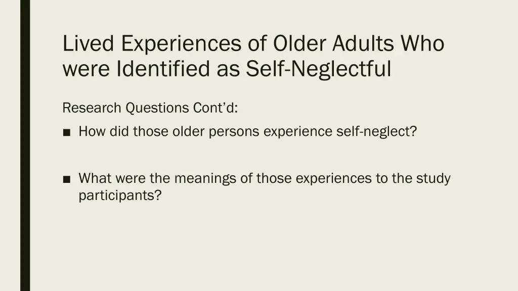 lived experiences of older adults who were 1