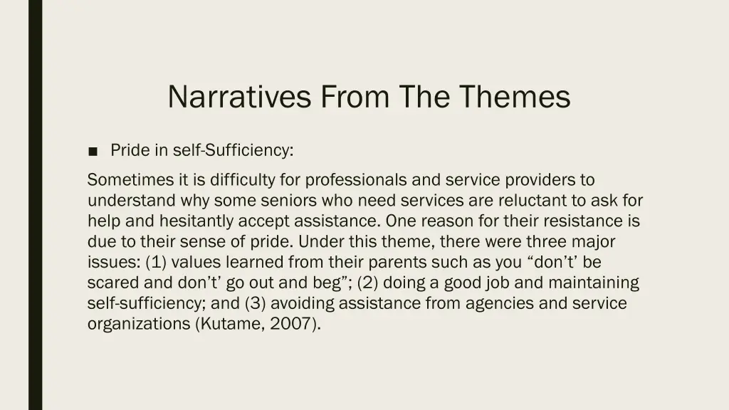 narratives from the themes 11