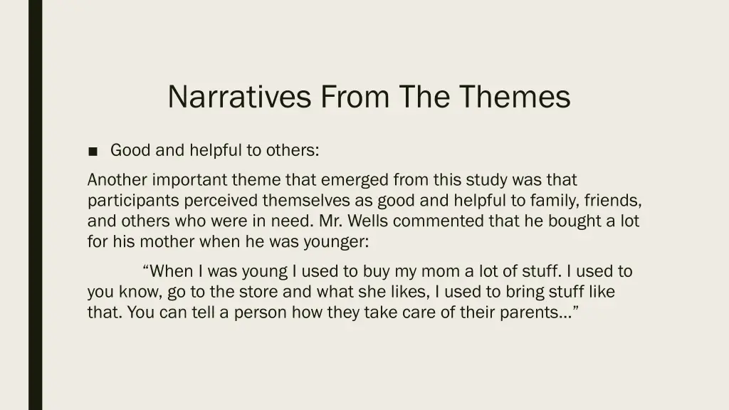 narratives from the themes 13