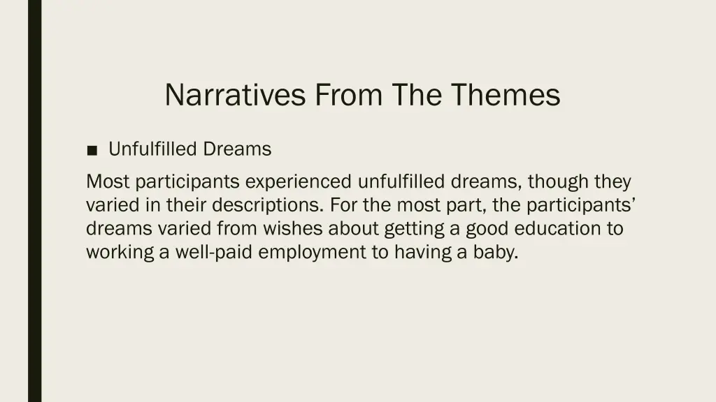 narratives from the themes 14