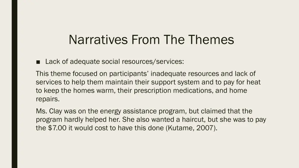 narratives from the themes 7