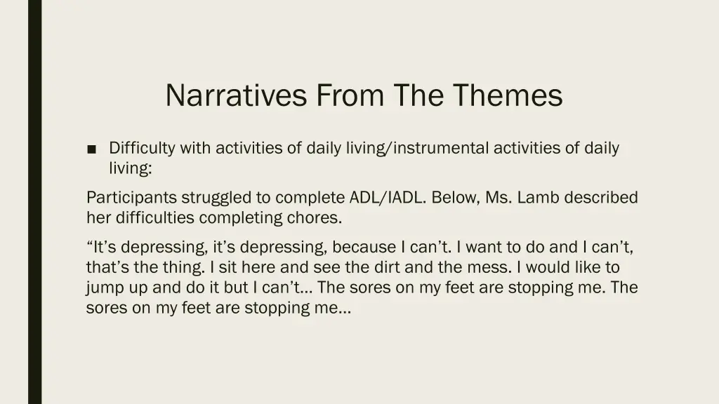 narratives from the themes 8