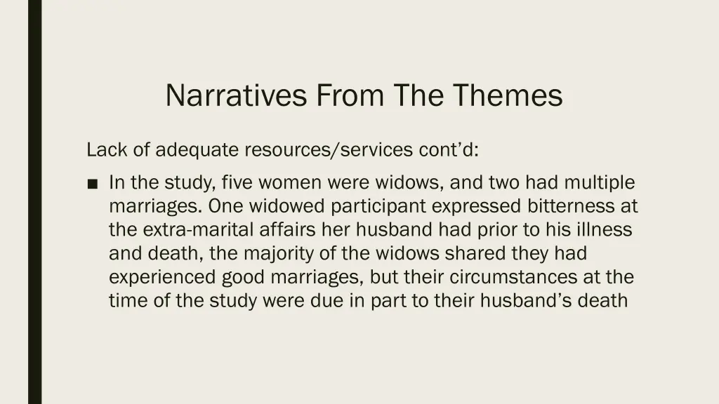 narratives from the themes 9
