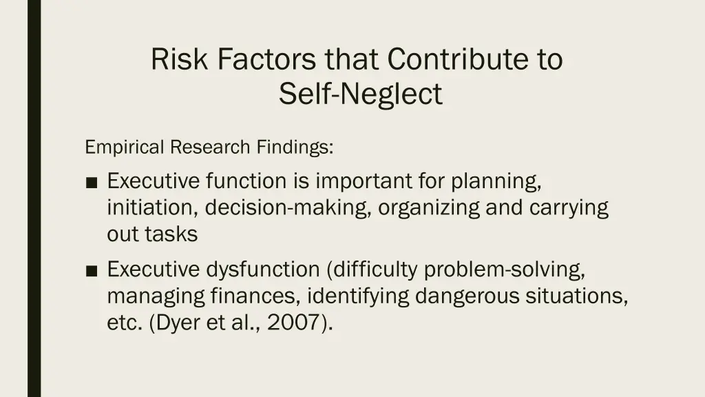 risk factors that contribute to self neglect