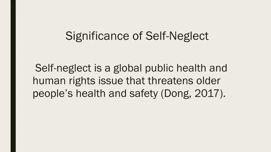 significance of self neglect