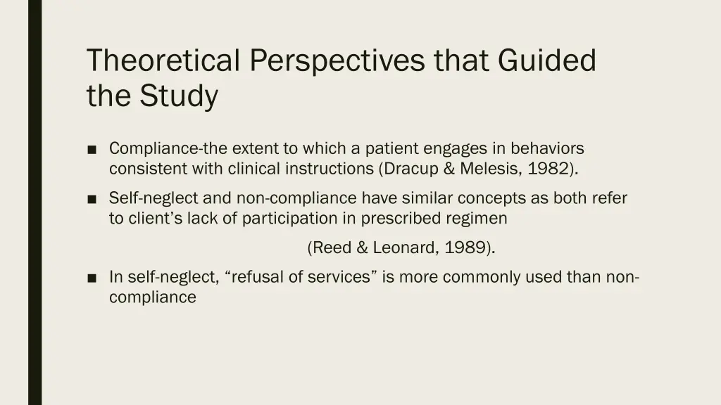 theoretical perspectives that guided the study 1