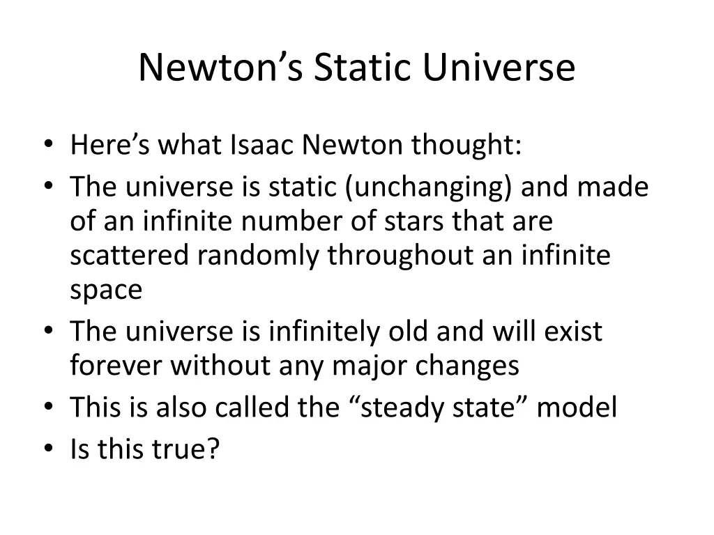 newton s static universe