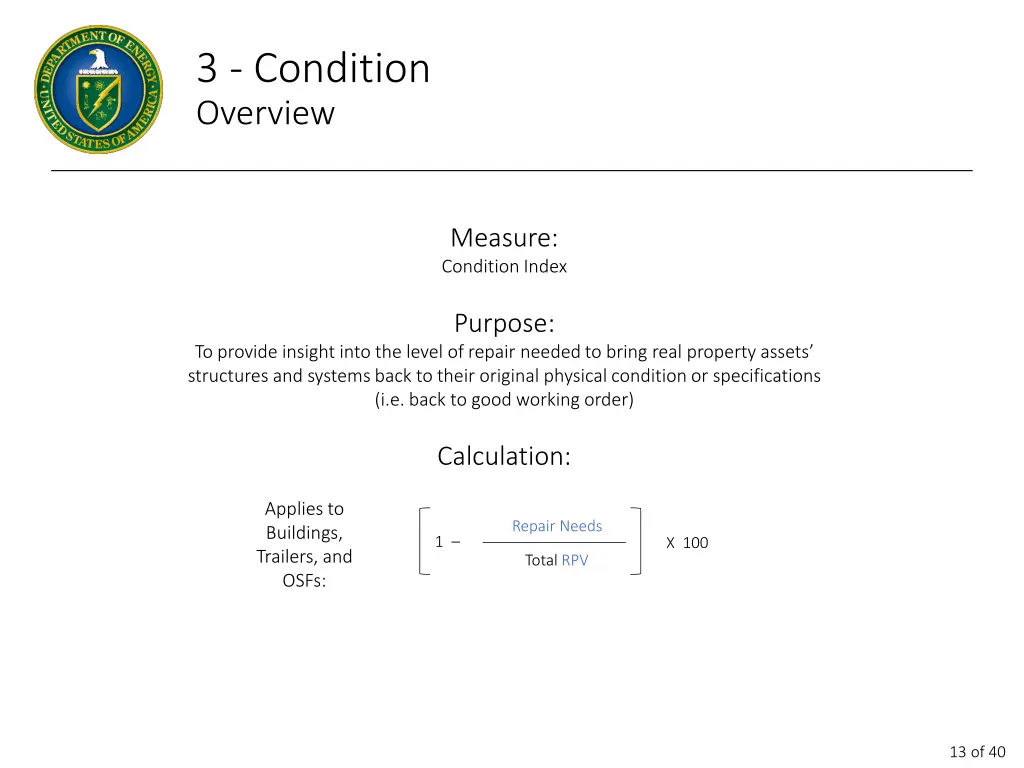 3 condition overview