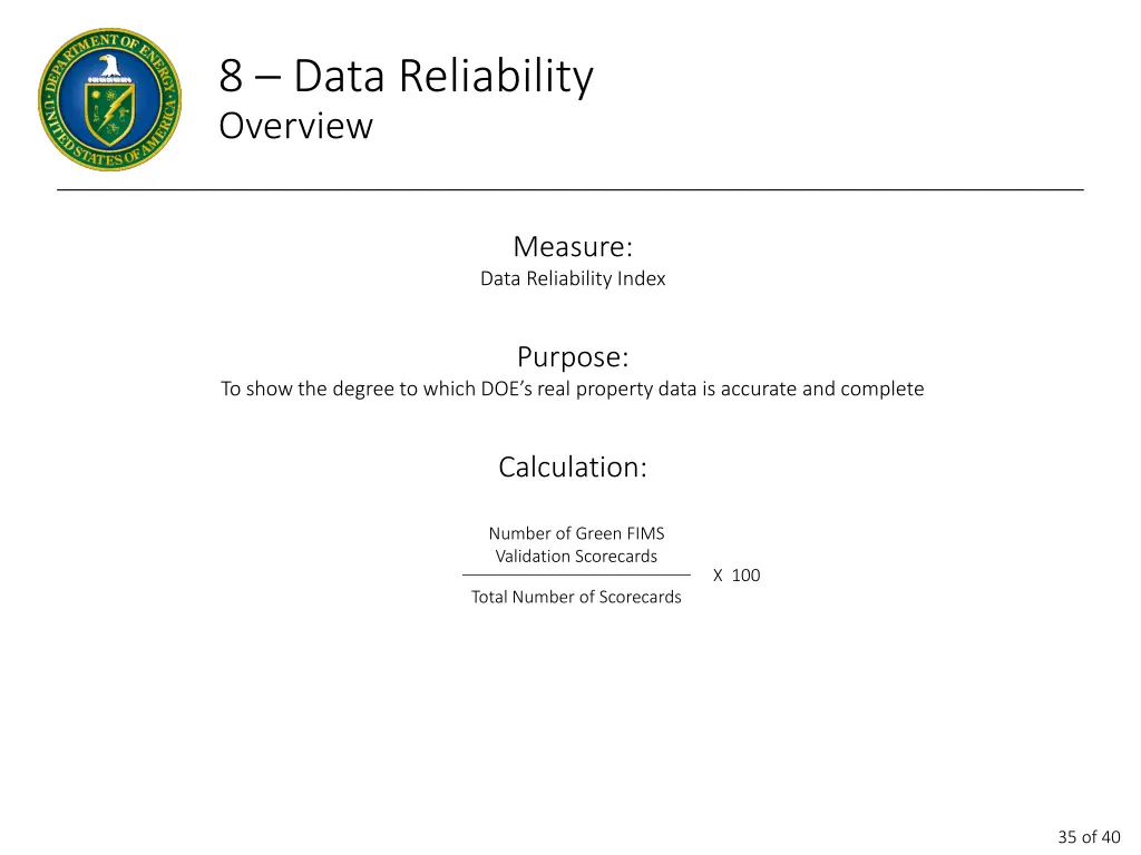 8 data reliability overview