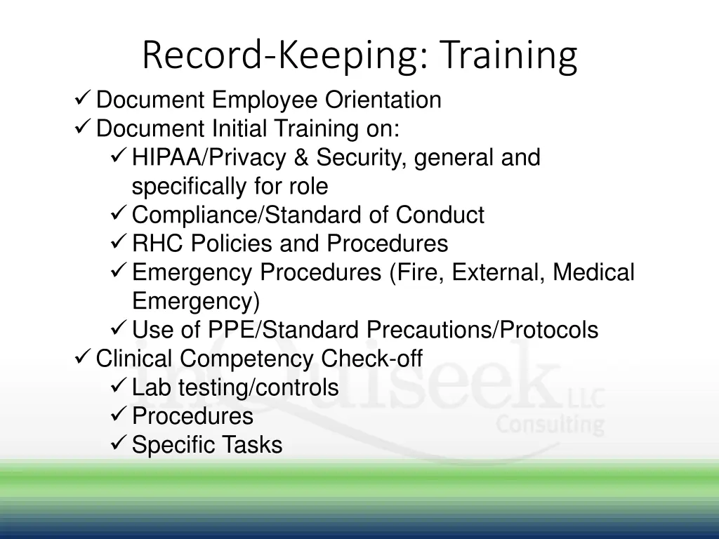 record keeping training document employee