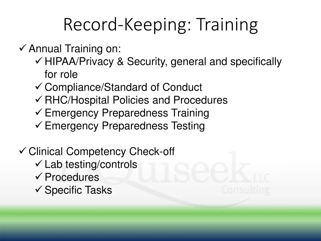 record keeping training
