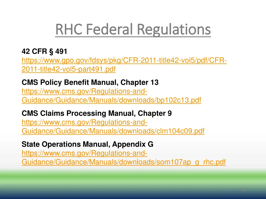 rhc federal regulations rhc federal regulations