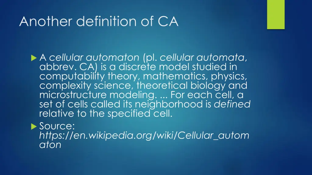another definition of ca