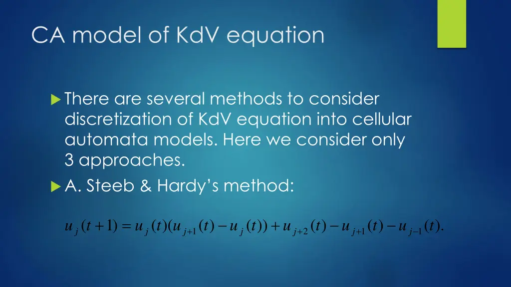ca model of kdv equation