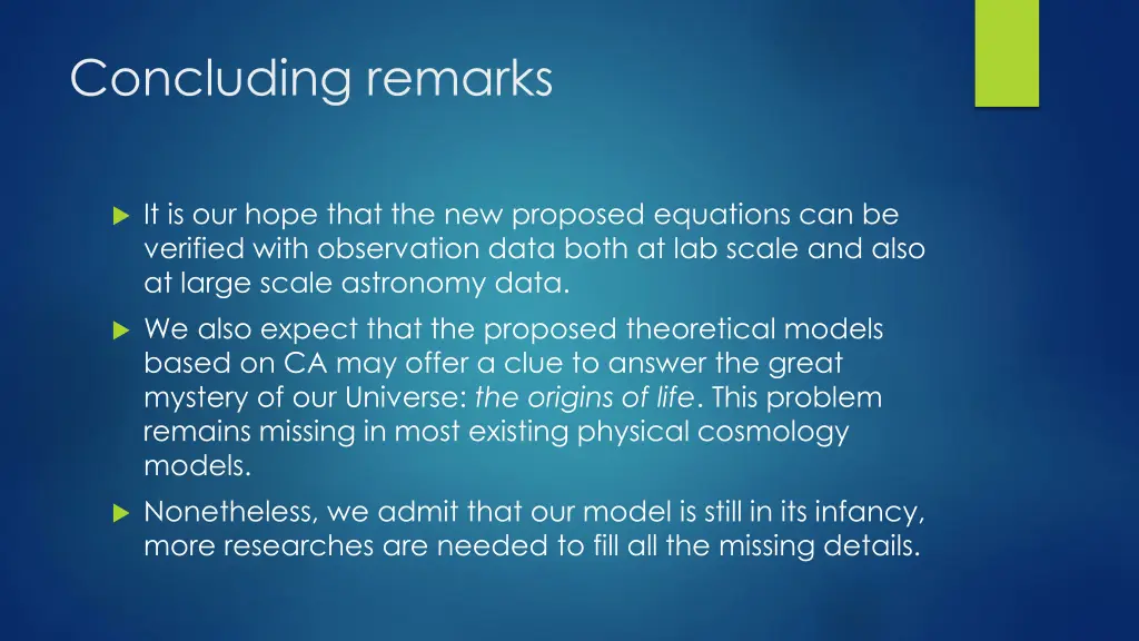 concluding remarks
