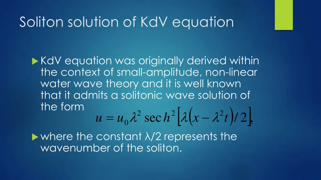 soliton solution of kdv equation