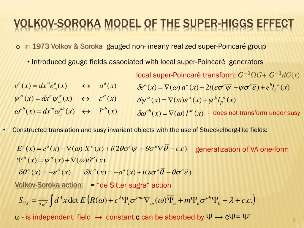 volkov soroka model of the super higgs effect