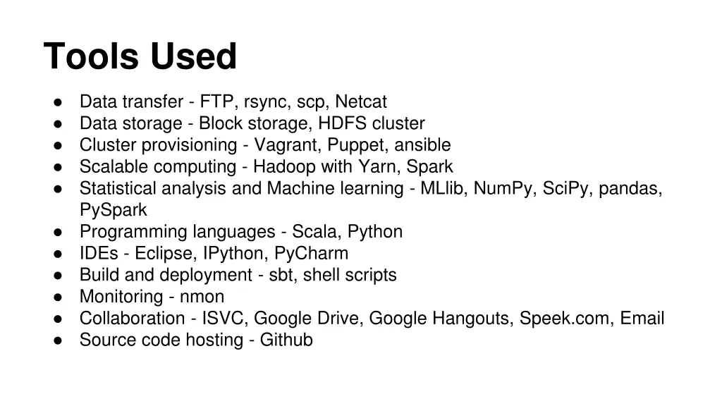 tools used