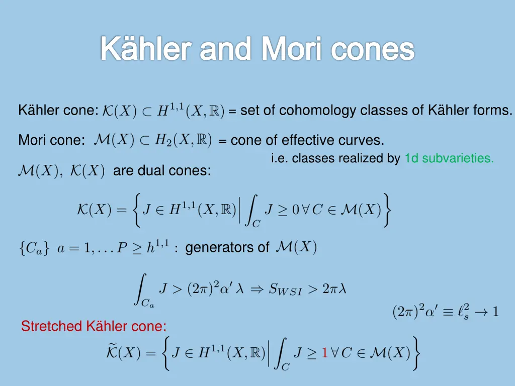 k hler and mori cones 1