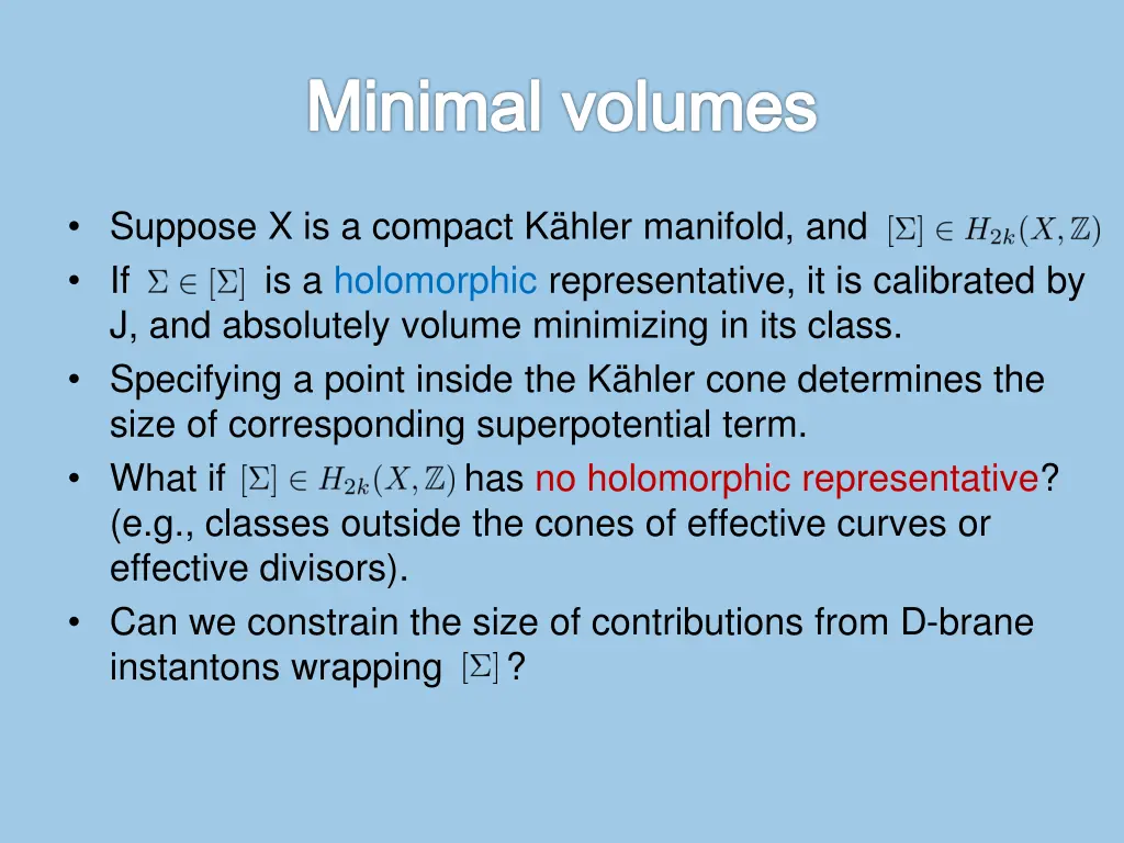 minimal volumes