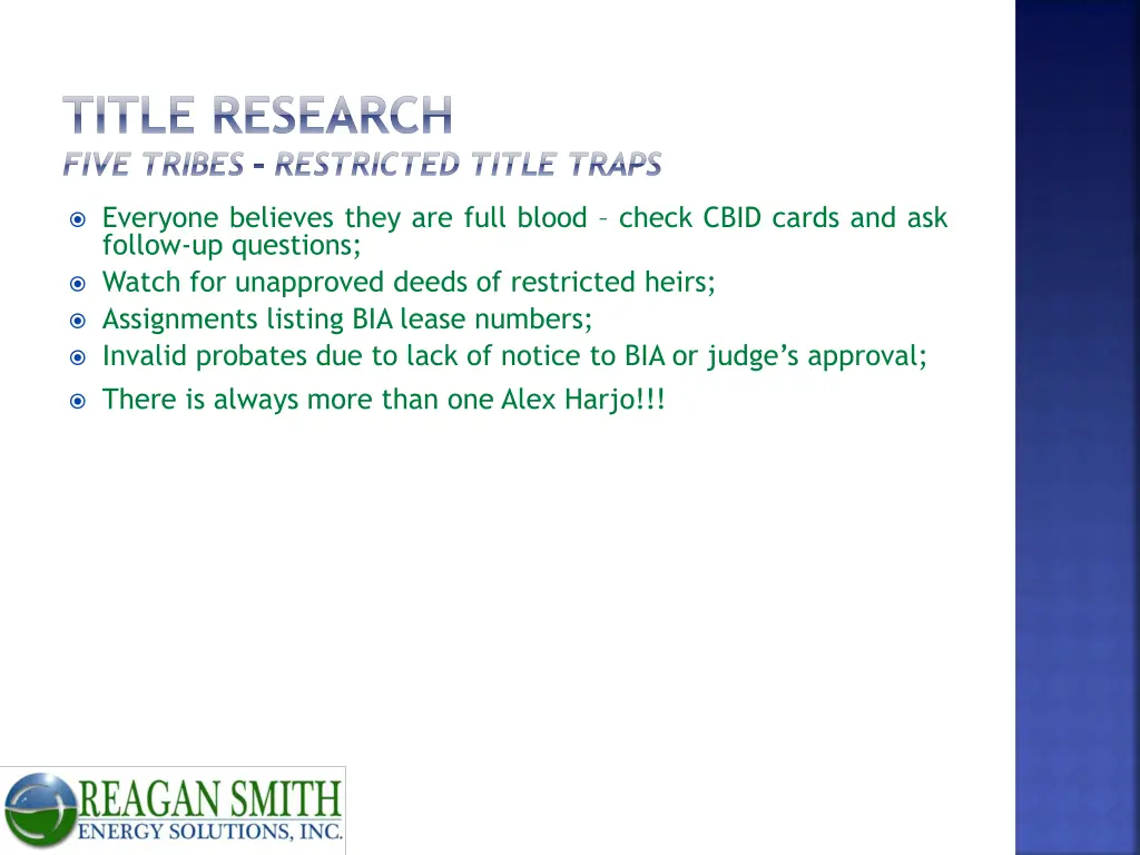 title research five tribes restricted title traps 1
