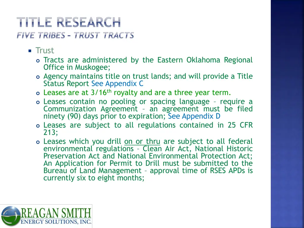 title research five tribes trust tracts