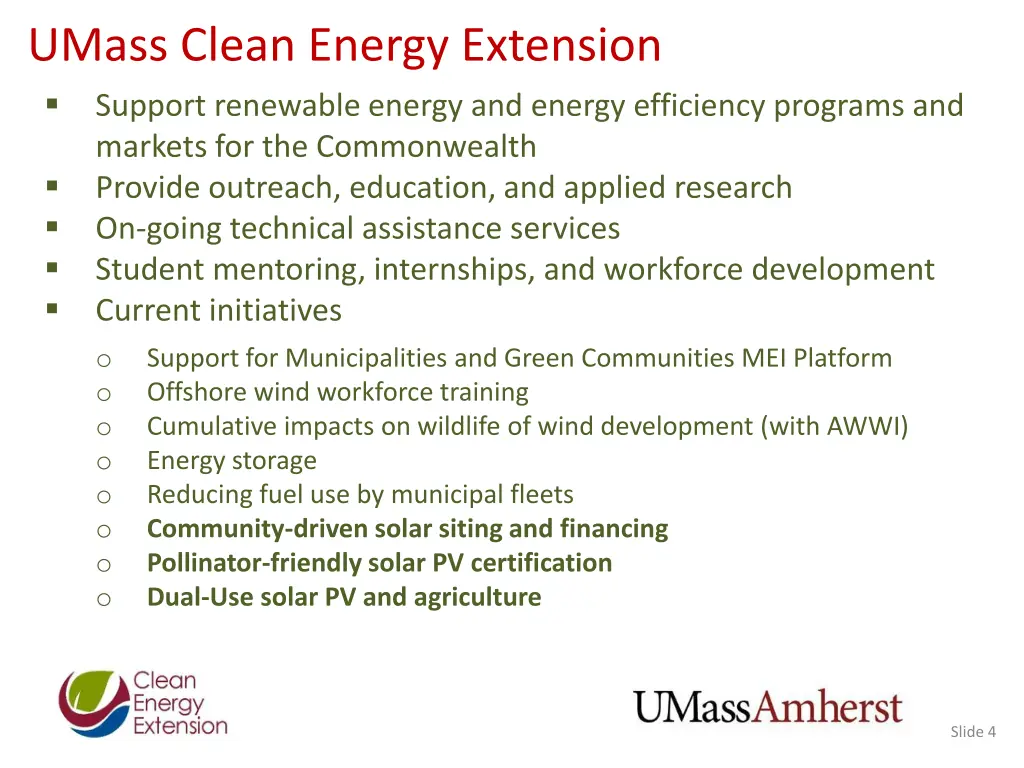 umass clean energy extension support renewable
