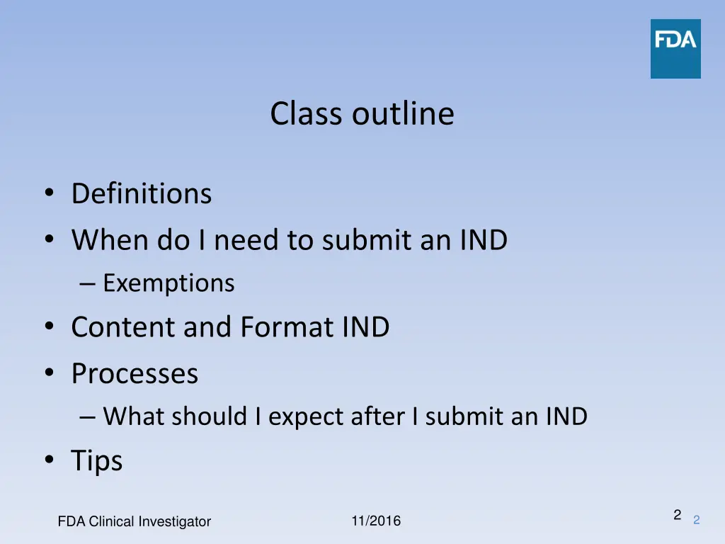 class outline