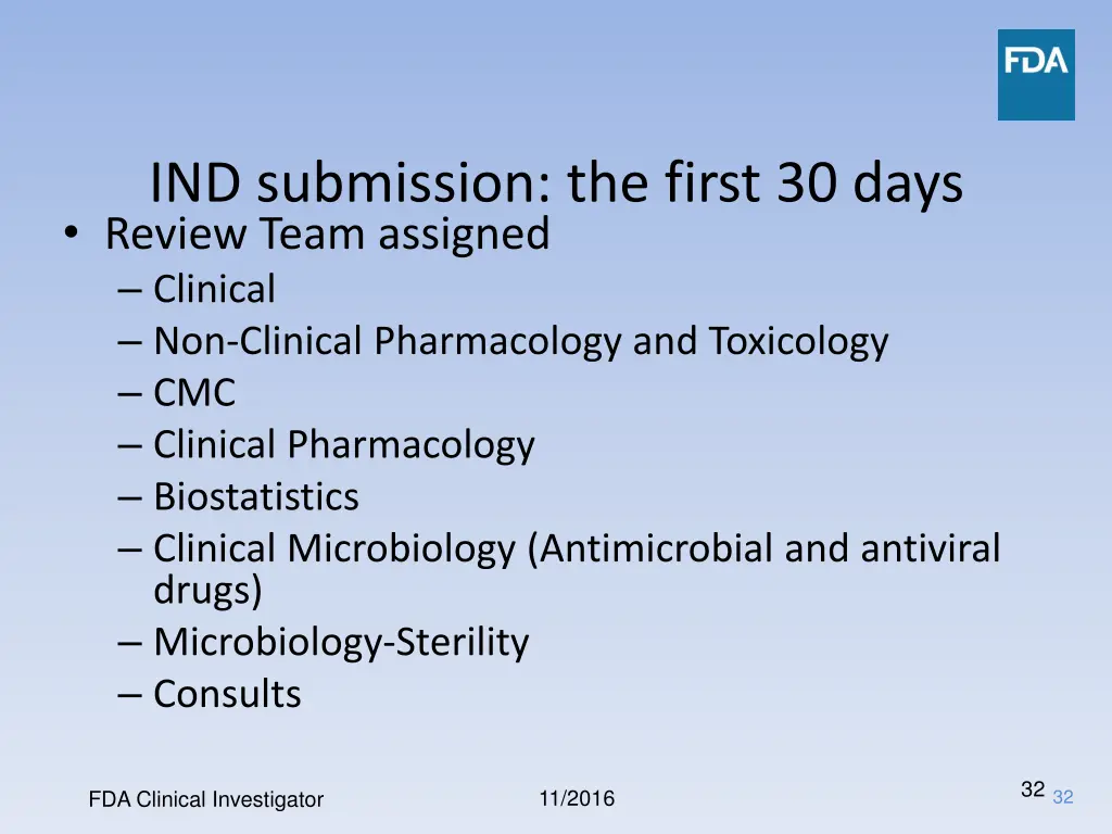ind submission the first 30 days review team