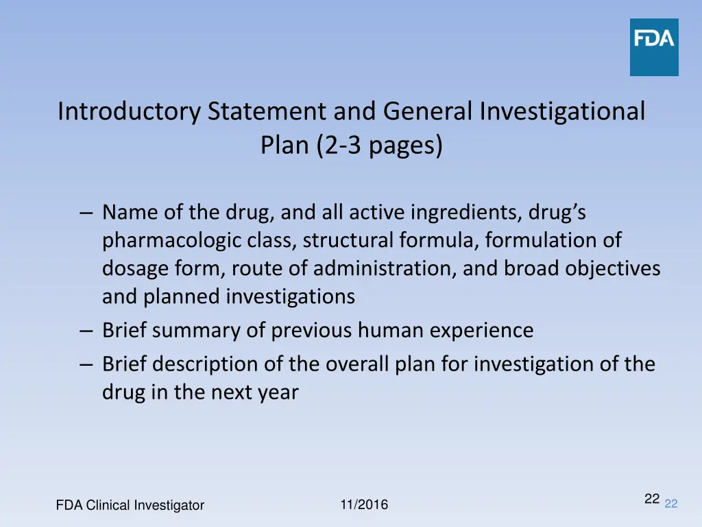introductory statement and general