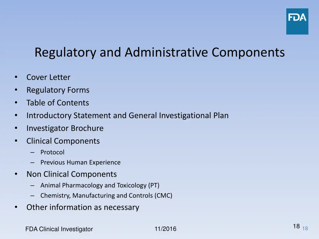 regulatory and administrative components
