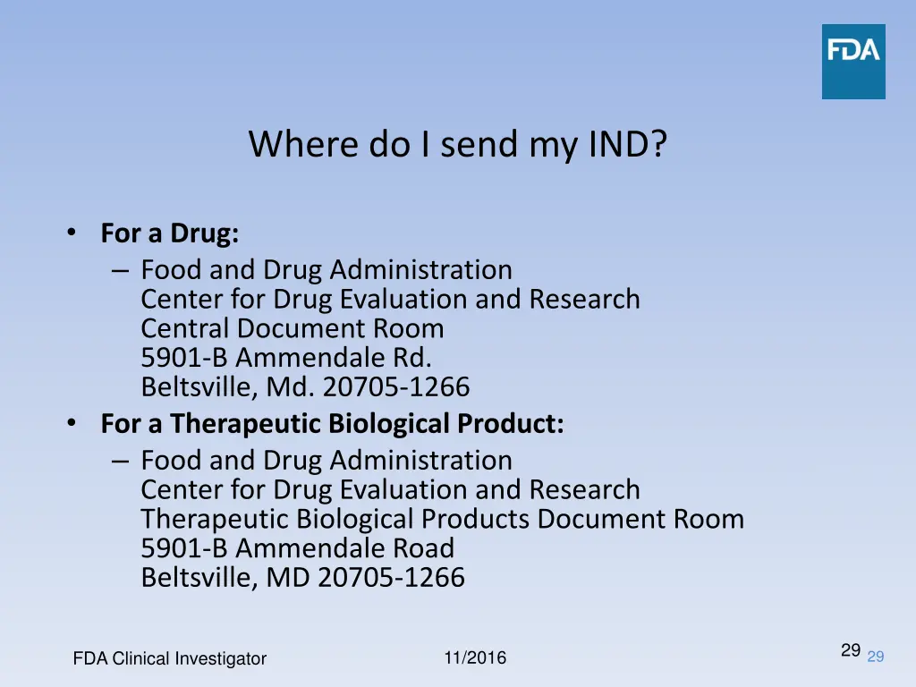 where do i send my ind