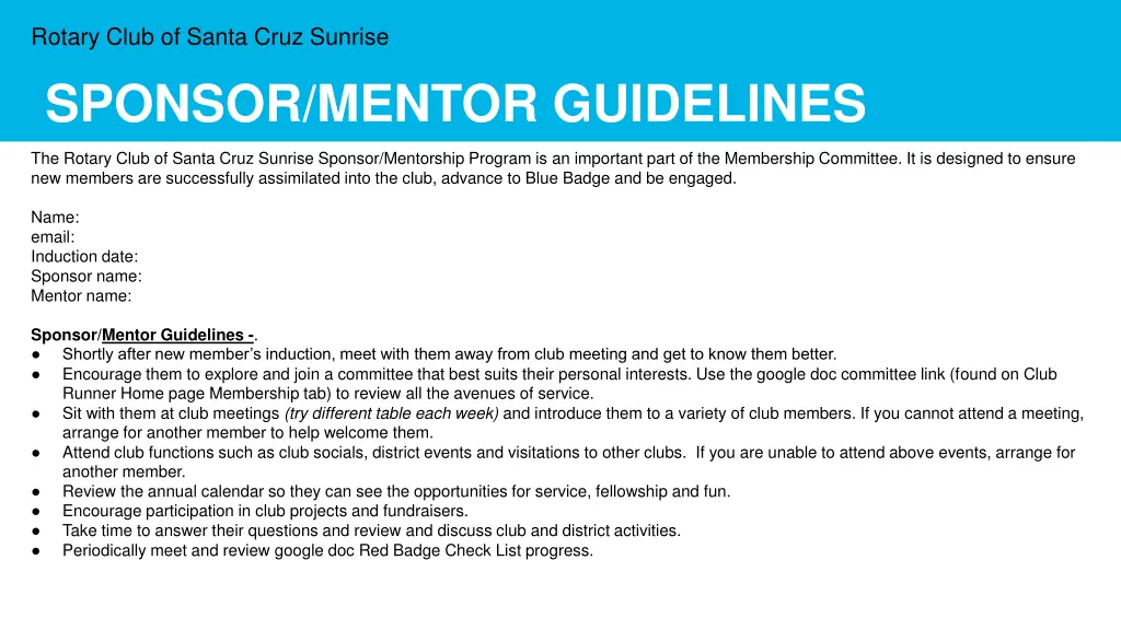rotary club of santa cruz sunrise sponsor mentor