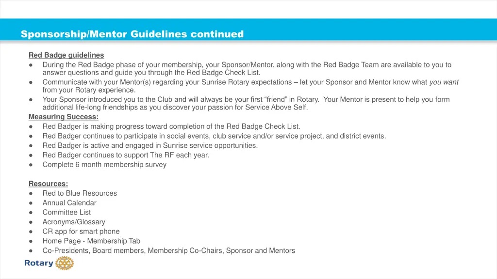 sponsorship mentor guidelines continued