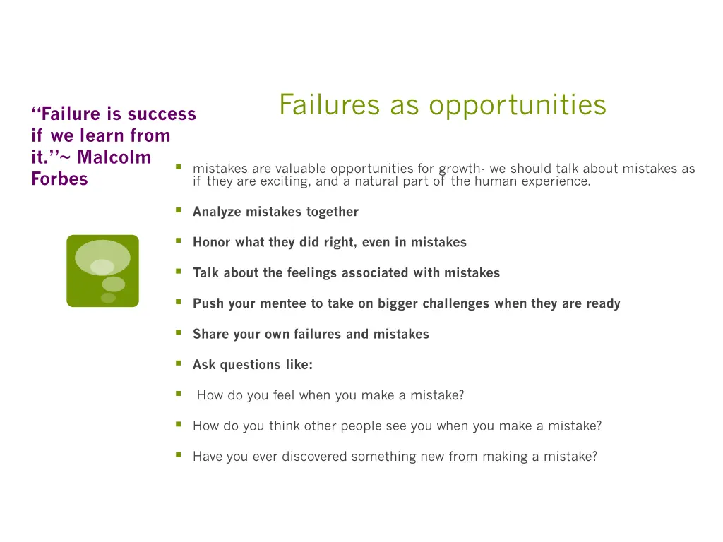 failures as opportunities